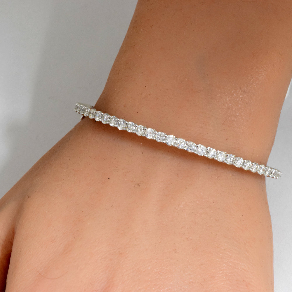 3.00ct G SI 14K White Gold Diamond Bangle Bracelet