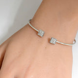 .29ct G SI 14K White Gold Diamond Square Open Bangle Bracelet