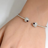 .68ct G SI 14K White Gold Garnet & Diamond Heart Shaped Open Bangle Bracelet