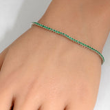 1.21ct 14K White Gold Natural Emerald Tennis Bracelet 7"
