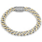 <span style="color:purple">SPECIAL!</span> 9mm 3.74ct G SI 14K Yellow & White Gold Diamond Round & Baguette Round Cuban Bracelet 8"