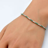 1.76ct G SI 14K White Gold Diamonds & Emerald Gemstone Bracelet 7" Long
