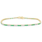 <span style="color:purple">SPECIAL!</span> 1.76ct G SI 14K Yellow Gold Emerald & Diamond Tennis Bracelet 7" Long