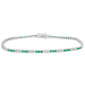 <span style="color:purple">SPECIAL!</span> 1.76ct G SI 14K White Gold Diamonds & Emerald Gemstone Bracelet 7" Long