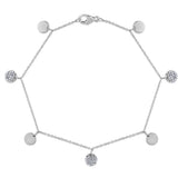 .15ct G SI 14K White Gold Round Shaped Diamond By The Yard Chain Bracelet 7" Long