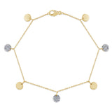 .16ct G SI 14K Yellow Gold Round Shaped Diamond By The Yard Chain Bracelet 7" Long