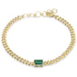 <span style="color:purple">SPECIAL!</span>1.06ct G SI 14K Yellow Gold Emerald Gemstone & Diamond Cuban Bracelet 6+1.5" Long