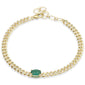 <span style="color:purple">SPECIAL!</span>1.02ct G SI 14K Yellow Gold Oval Emerald Gemstone & Diamond Cuban Bracelet 6+1.5" Long