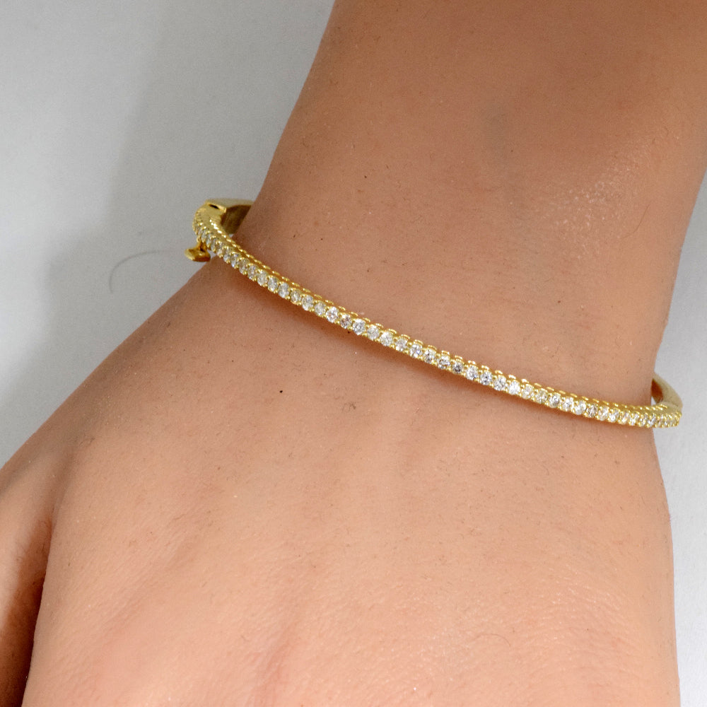 1.00ct G SI 14K Yellow Gold Diamond Bangle Bracelet