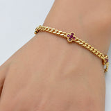 <span style="color:purple">SPECIAL!</span> .79ct G SI 14K Yellow Gold Ruby Gemstone Cuban Bracelet 7" Long