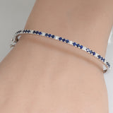 1.64ct G SI 14K White Gold Diamond Blue Sapphire Gemstone Bangle Bracelet 59mm