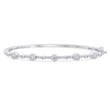 .76ct G SI 14K White Gold Diamond Halo & Bezel Bangle Bracelet