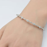 .76ct G SI 14K White Gold Diamond Halo & Bezel Bangle Bracelet