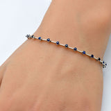 <span>GEMSTONE CLOSEOUT! </span> 1.52ct G SI 14K White Gold Blue Sapphire Gemstone Bar Bracelet 7" Long
