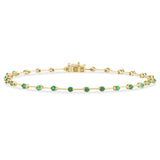 1.06ct G SI 14K Yellow Gold Emerald Gemstone Bar Bracelet 7" Long