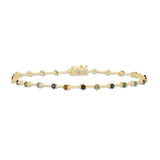 1.30ct G SI 14K Yellow Gold Multi Color Gemstone Bar Bracelet 7" Long