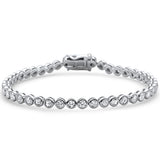 <span style="color:purple">SPECIAL!</span> 4.31ct G SI 14K White Gold Round Diamond Bezel Bracelet 8"Long