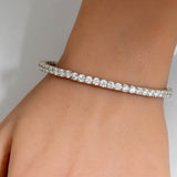 4.46ct G SI 14K White Gold Round Diamond Tennis Bangle Bracelet