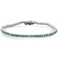 <span style="color:purple">SPECIAL!</span> 2.67ct G SI 14K White Gold Diamond & Green Emerald Tennis Bracelet 7" Long