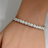 9.80ct G SI .50ct Each Round 14K White Gold Round Diamond Flexible Bangle Bracelet