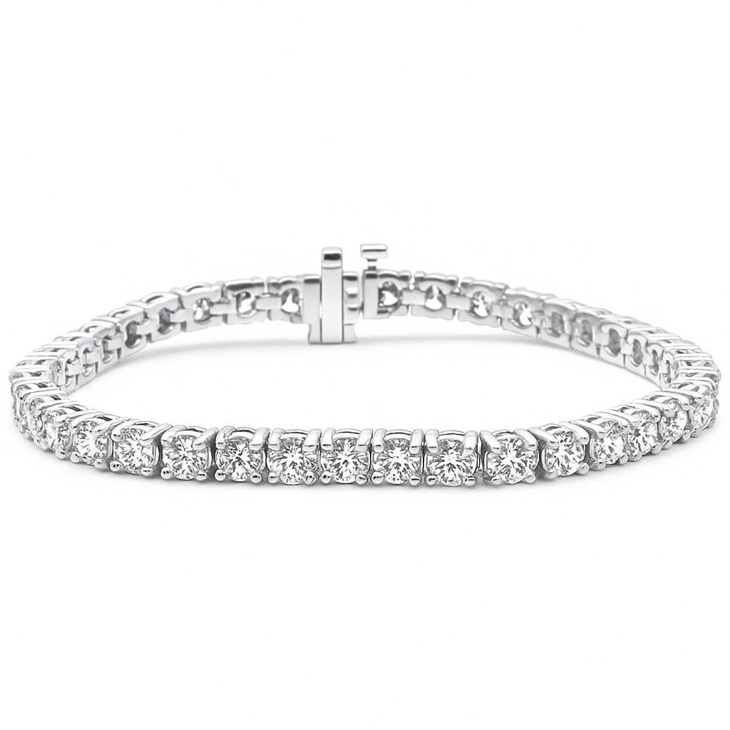 16.40ct G SI 14K White Gold Round Diamond Tennis Bracelet 7" Long