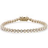 1.46ct G SI 14K Yellow Gold Round Diamond Bezel Bracelet 7" Long