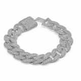 9mm 2.28ct G SI 14K White Gold Diamond Round Cuban Bracelet 8"