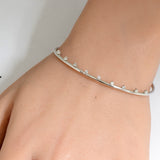 <span>DIAMOND CLOSEOUT! </span> .17ct G SI 14K White Gold Diamond Open Bangle Bracelet 56mm