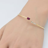 <span>GEMSTONE CLOSEOUT! </span> .70ct G SI 14K Yellow Gold Diamond & Ruby Gemstones Open Bangle Bracelet 56mm