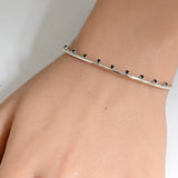 <span>GEMSTONE  CLOSEOUT! </span> .20ct G SI 14K White Gold Blue Sapphire Gemstones Open Bangle Bracelet 56mm