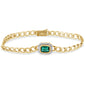 <span style="color:purple">SPECIAL!</span> 2.04ct G SI 14K Yellow Gold Diamonds & Emerald Gemstones Cuban Bracelet 7" Long