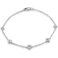 <span style="color:purple">SPECIAL!</span>.43ct 14k White Gold Diamond Flower Chain Bracelet 7"