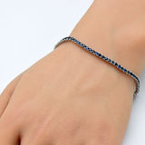 3.56ct G SI 14K White Gold Natural Blue Sapphire Tennis Bracelet 7"
