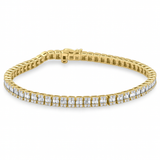 3.29ct G SI 14K Yellow Gold Round & Baguette Diamond Tennis Bracelet
