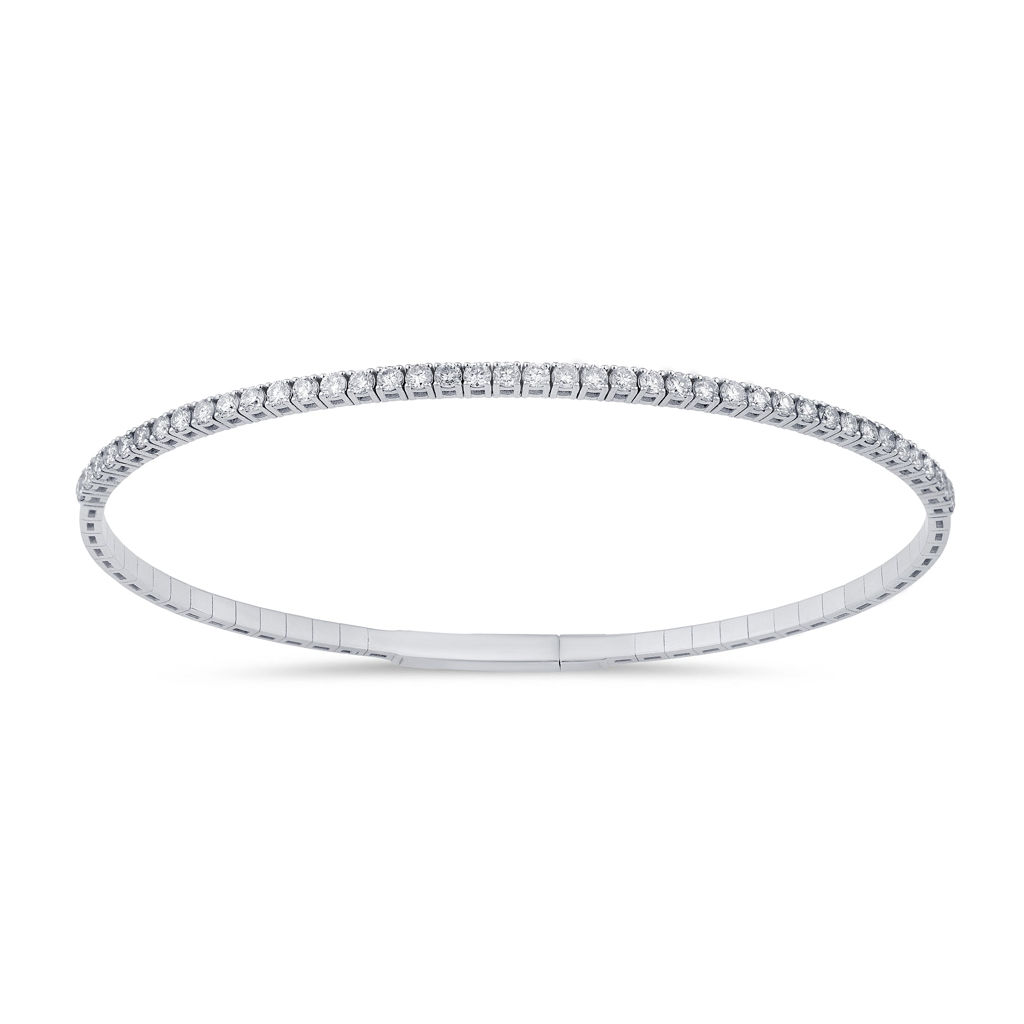 .99ct G SI 14K White Gold Round Diamond Flexible Tennis Bangle Bracelet
