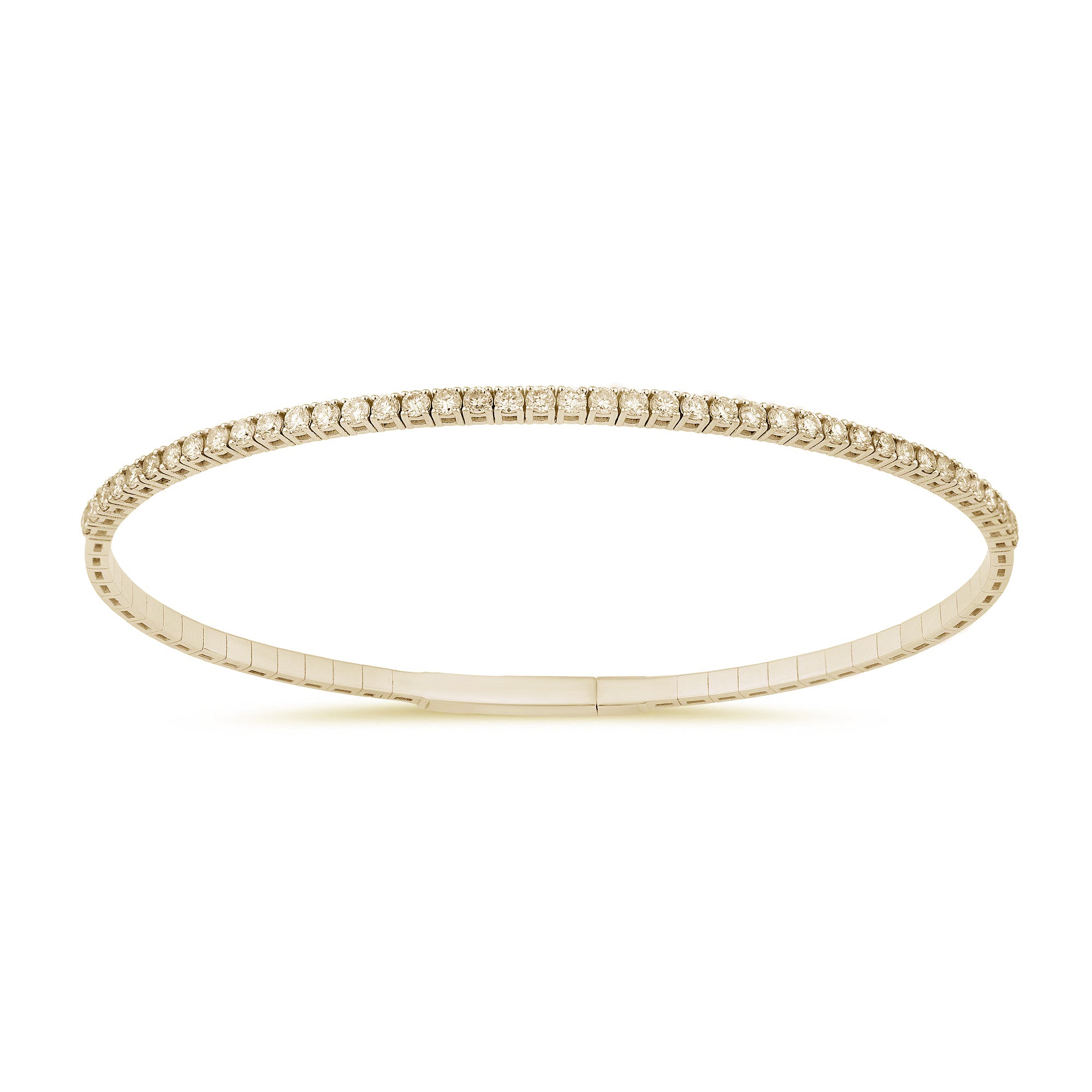 .99ct G SI 14K Yellow Gold Round Diamond Flexible Tennis Bangle Bracelet