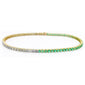 <span style="color:purple">SPECIAL!</span> 3.14ct G SI 14K Yellow Gold Diamond & Natural Emerald Gemstones Tennis Bracelet 7" Long