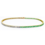 <span style="color:purple">SPECIAL!</span> 3.14ct G SI 14K Yellow Gold Diamond & Natural Emerald Gemstones Tennis Bracelet 7" Long