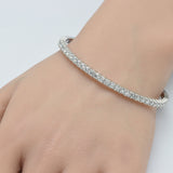 3.39ct 14K White Gold Round Diamond Flexible Bangle Bracelet
