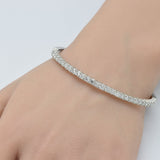 2.68ct 14K White Gold Round Diamond Flexible Bangle Bracelet