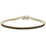 <span style="color:purple">SPECIAL!</span>3.15ct G SI 14K Yellow Gold Diamond Black Diamond Tennis Bracelet 7" Long