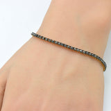 <span style="color:purple">SPECIAL!</span>3.15ct G SI 14K Yellow Gold Diamond Black Diamond Tennis Bracelet 7" Long