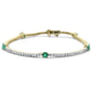<span style="color:purple">SPECIAL!</span> 2.85ct G SI 14K Yellow Gold Diamond & Green Emerald Gemstones Tennis Bracelet 7" Long