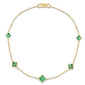 .39ct G SI 14K Yellow Gold Emerald Gemstones Flower Bracelet 7" Long