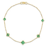 <span style="color:purple">SPECIAL!</span> .40ct G SI 14K Yellow Gold Emerald Gemstones Flower Bracelet 7" Long