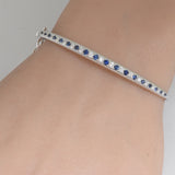 .99ct G SI 14K White Gold Diamond & Blue Sapphire Bangel Bracelet  7"