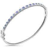 .99ct G SI 14K White Gold Diamond & Blue Sapphire Bangel Bracelet  7"