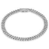 7MM 3.72ct G SI 14K White Gold Diamond Micro Pave Cuban Square Link Bracelet 7"
