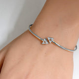 .20ct G SI 14K White Gold Diamond Flexible Arrows Open Bangle Bracelet