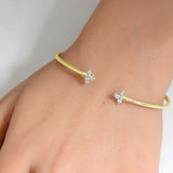 .15ct G SI 14K Yellow Gold Diamond Flexible Open Bangle Bracelet